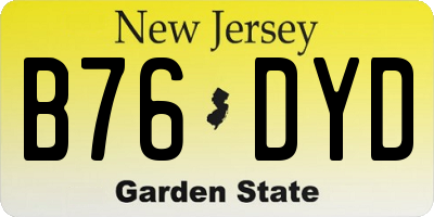 NJ license plate B76DYD
