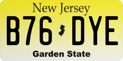 NJ license plate B76DYE