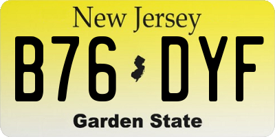 NJ license plate B76DYF