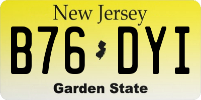 NJ license plate B76DYI