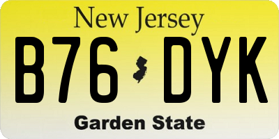 NJ license plate B76DYK