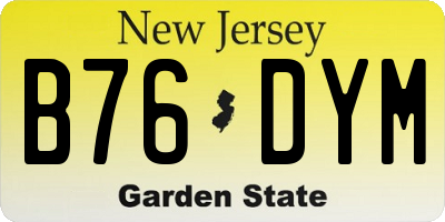 NJ license plate B76DYM