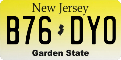 NJ license plate B76DYO