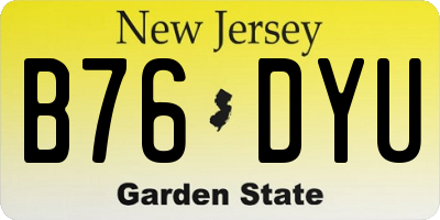 NJ license plate B76DYU