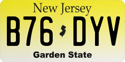 NJ license plate B76DYV