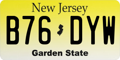 NJ license plate B76DYW