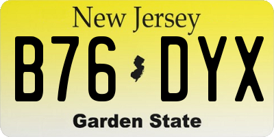 NJ license plate B76DYX