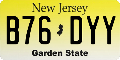 NJ license plate B76DYY