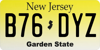 NJ license plate B76DYZ