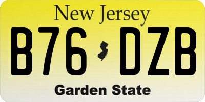NJ license plate B76DZB