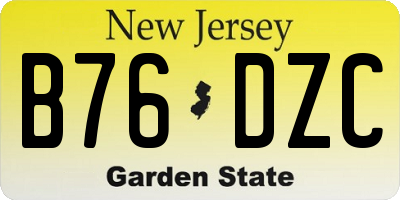 NJ license plate B76DZC
