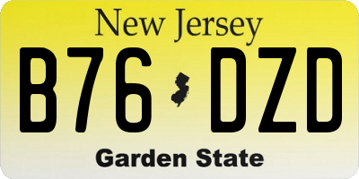 NJ license plate B76DZD