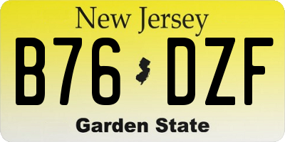 NJ license plate B76DZF