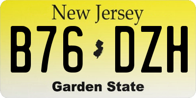 NJ license plate B76DZH