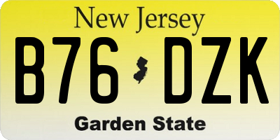 NJ license plate B76DZK