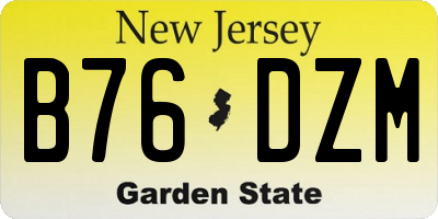 NJ license plate B76DZM