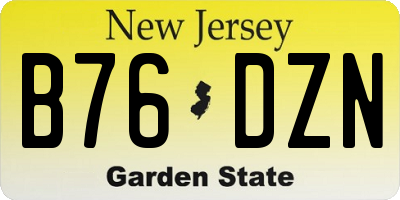 NJ license plate B76DZN