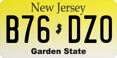 NJ license plate B76DZO