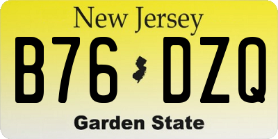 NJ license plate B76DZQ