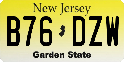 NJ license plate B76DZW
