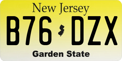NJ license plate B76DZX