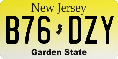 NJ license plate B76DZY