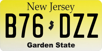 NJ license plate B76DZZ