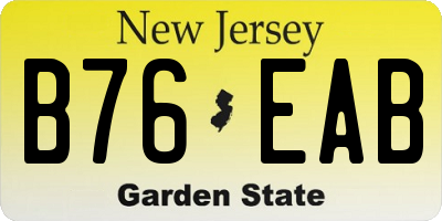 NJ license plate B76EAB