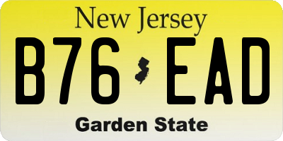 NJ license plate B76EAD