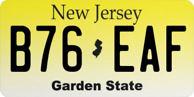 NJ license plate B76EAF