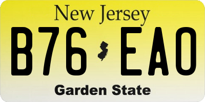 NJ license plate B76EAO