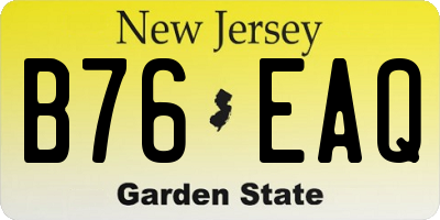 NJ license plate B76EAQ