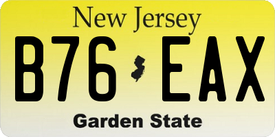 NJ license plate B76EAX