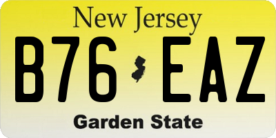 NJ license plate B76EAZ