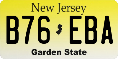 NJ license plate B76EBA