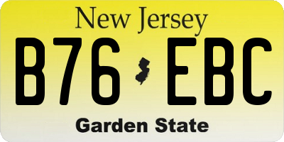 NJ license plate B76EBC