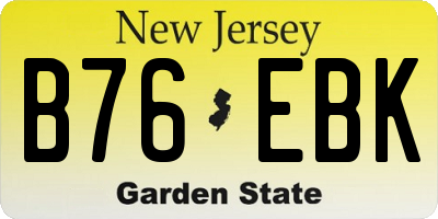 NJ license plate B76EBK