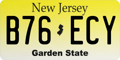 NJ license plate B76ECY