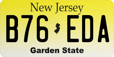 NJ license plate B76EDA