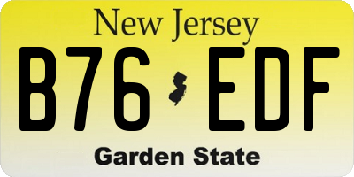 NJ license plate B76EDF