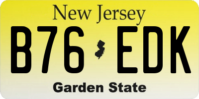 NJ license plate B76EDK