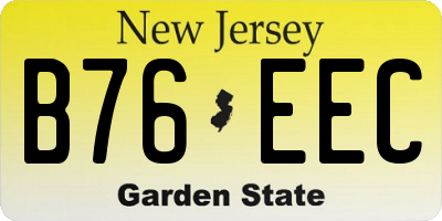 NJ license plate B76EEC