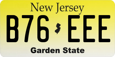 NJ license plate B76EEE