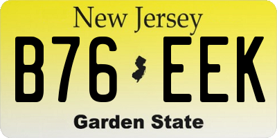 NJ license plate B76EEK