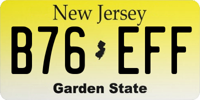 NJ license plate B76EFF