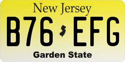 NJ license plate B76EFG