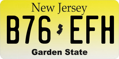 NJ license plate B76EFH