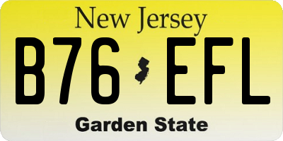 NJ license plate B76EFL