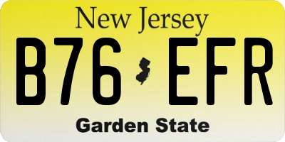 NJ license plate B76EFR