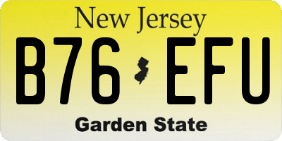 NJ license plate B76EFU